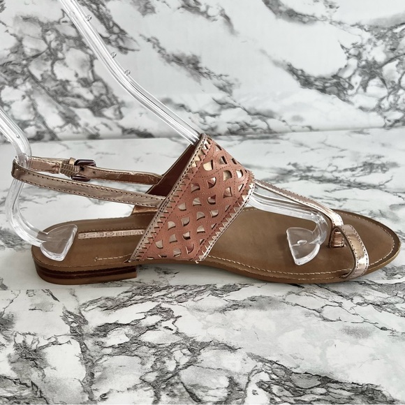 BCBGeneration Bennett Sandals Flat Toe Post Tan Rose Gold Slingback 8 - Picture 8 of 13